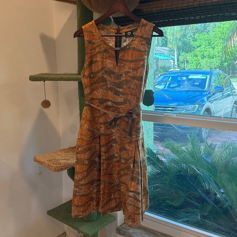 Amber Sun Sleeveless Belted Dress Sz 8cotton